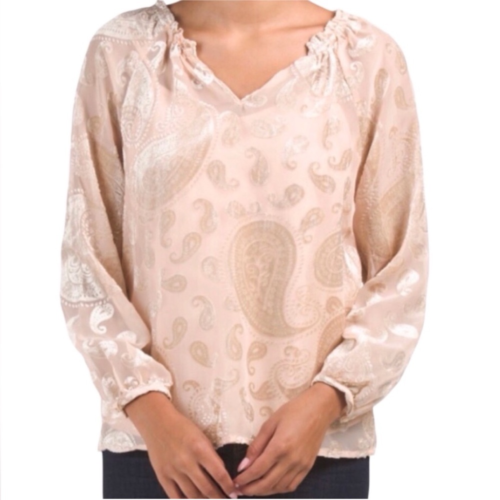 Nanette Lepore Velvet Burnout V-Neck Blouse (NWT) (Size: Small)